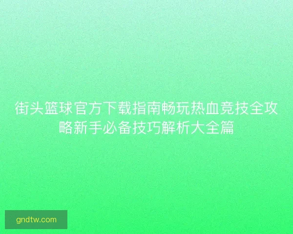 街头篮球官方下载指南畅玩热血竞技全攻略新手必备技巧解析大全篇