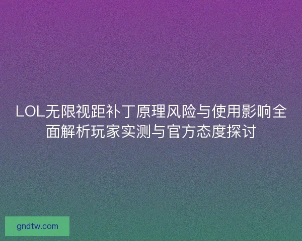 LOL无限视距补丁原理风险与使用影响全面解析玩家实测与官方态度探讨